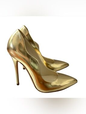 Brian Atwood Metallic Gold Pointed-Toe Stilettos